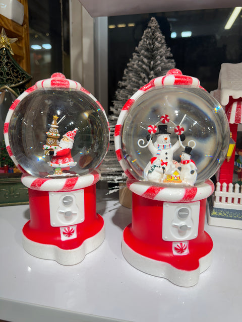 Christmas Red & White Snow Globe with LED Light