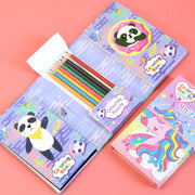 2-in-1 Coloring Book Set: 8 Color Pencils for Scratch & Art