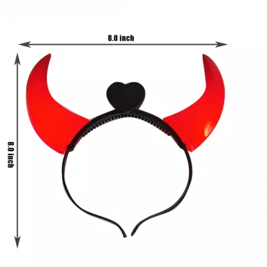 LED Devil Red Horns Headband