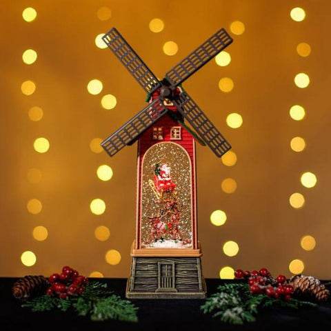 Christmas LED Windmill With Snow Glitter Music and Light