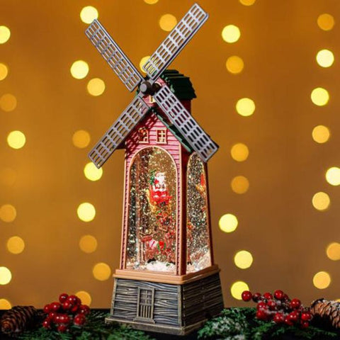 Christmas LED Windmill With Snow Glitter Music and Light