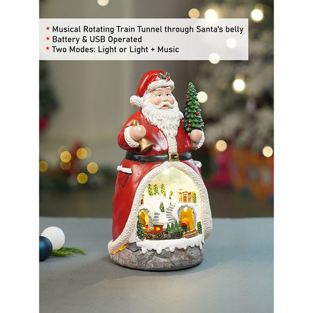 Santa Belly Train Rotating, Musical & Lit Christmas Decoration & Home Decor - The Write Stuff