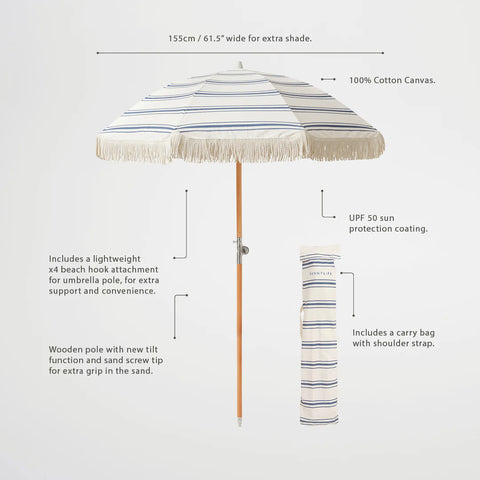 SUNNYLiFE The Resort Luxe Beach Umbrella Coastal Blue