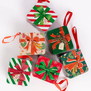 Christmas Hanging Storage Tin Box with Ribbon Loop