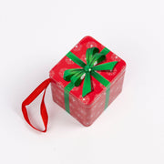 Christmas Hanging Storage Tin Box with Ribbon Loop