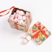 Christmas Hanging Storage Tin Box with Ribbon Loop