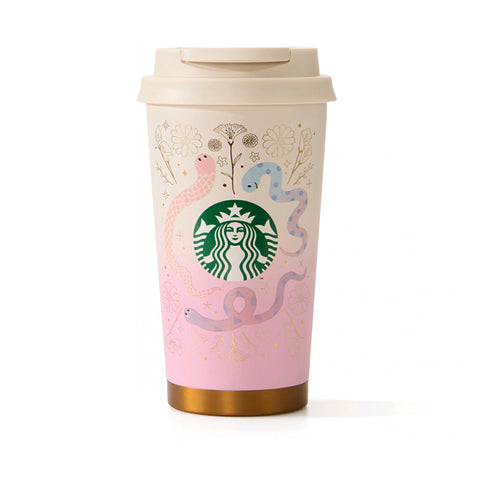 Starbucks Pink Gradient Tumbler with Floral & Snake Design - 16oz - The Write Stuff