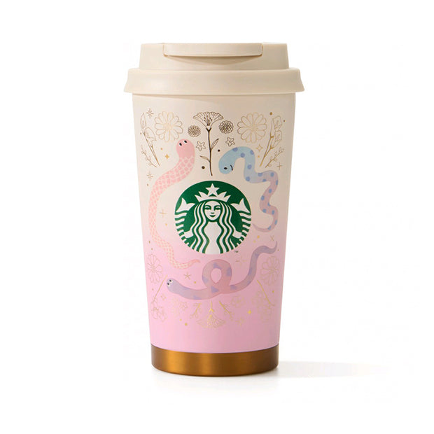 Starbucks Pink Gradient Tumbler with Floral & Snake Design - 16oz - The Write Stuff