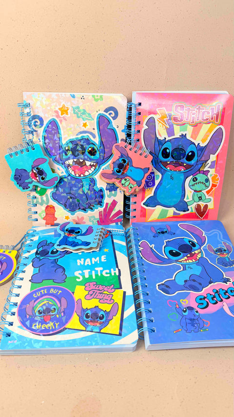 Stitch Spiral Notebook with Mini Pad – Assorted Designs with Stickers & Badge - The Write Stuff