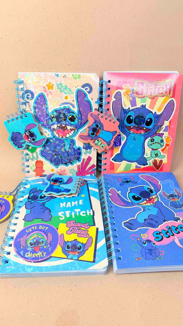 Stitch Spiral Notebook with Mini Pad – Assorted Designs with Stickers & Badge - The Write Stuff