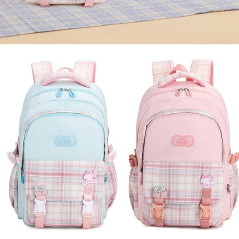 Pastel Check School Bag 18inch