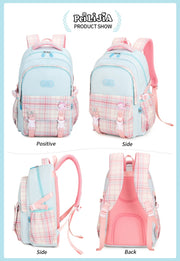 Pastel Check School Bag 18inch