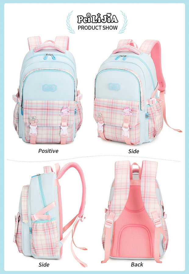 Pastel Check School Bag 18inch