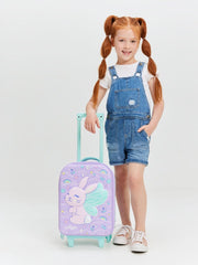 Smiggle Kids Trolley Suitcase – Purple Fairy Bunny Hardtop Travel Luggage with Wheels & Handle