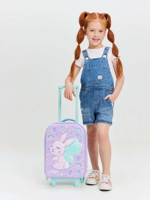Smiggle Kids Trolley Suitcase – Purple Fairy Bunny Hardtop Travel Luggage with Wheels & Handle