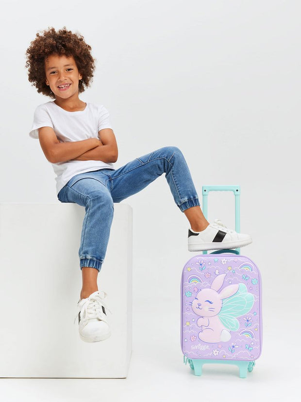 Smiggle Kids Trolley Suitcase – Purple Fairy Bunny Hardtop Travel Luggage with Wheels & Handle