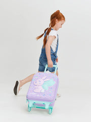 Smiggle Kids Trolley Suitcase – Purple Fairy Bunny Hardtop Travel Luggage with Wheels & Handle