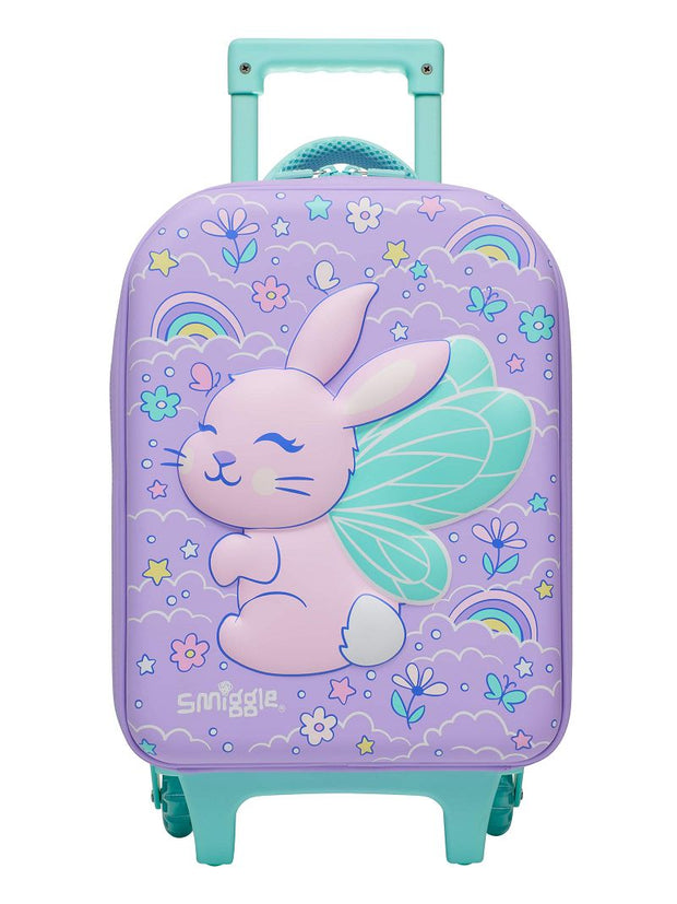 Smiggle Kids Trolley Suitcase – Purple Fairy Bunny Hardtop Travel Luggage with Wheels & Handle