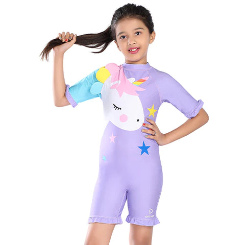 Girls Swimsuit - Lavender Unicorn (7211)