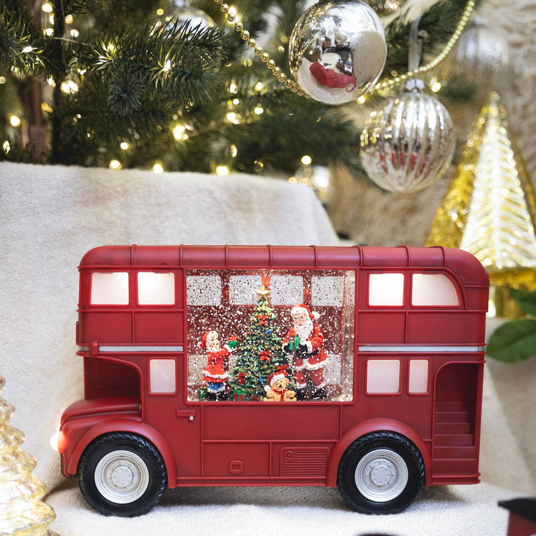Christmas Building Set Christmas Double Decker Bus Building Set With Lights, Christmas Festive City Vehicle Model