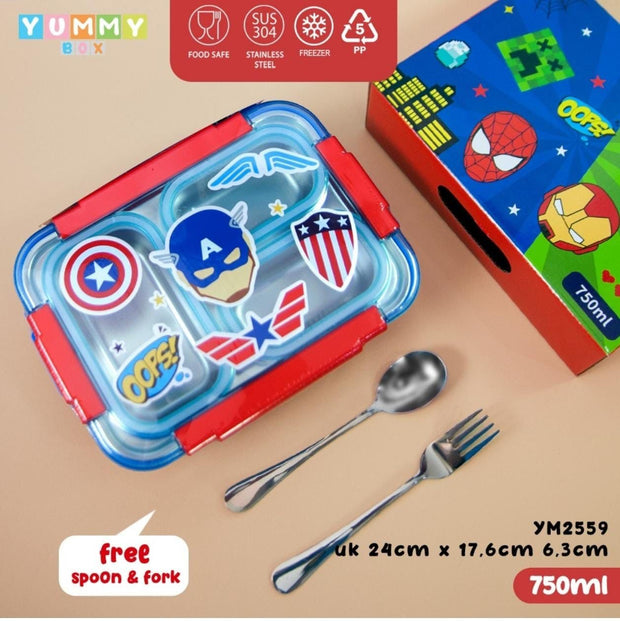 Stainless_Steel_3_Grid_Marvel_Lunch_Box