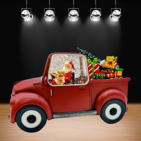 Xmas Santa in Red Car With LED Light Showpiece