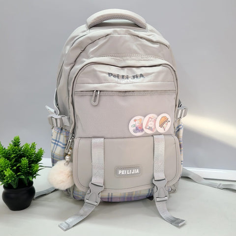 Pastel check Backpack 18inch with Batches