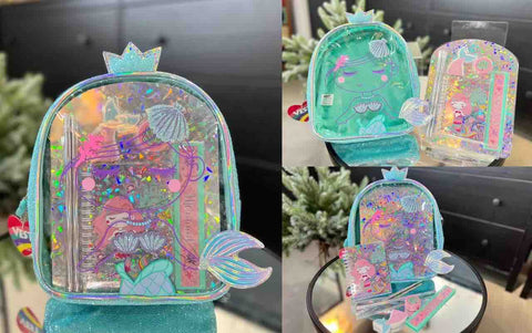 Cute Transparent Backpack With Stationery