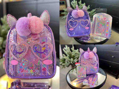 Cute Transparent Backpack With Stationery