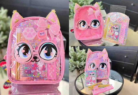 Cute Transparent Backpack With Stationery