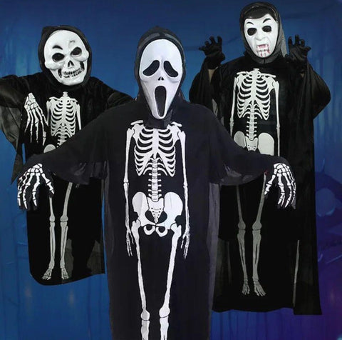 Halloween Spooky Ghost Skeleton Mask and Costume