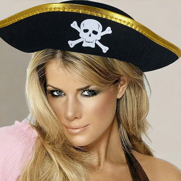 Halloween Caribbean Pirate Hat With Skull Print - The Write Stuff