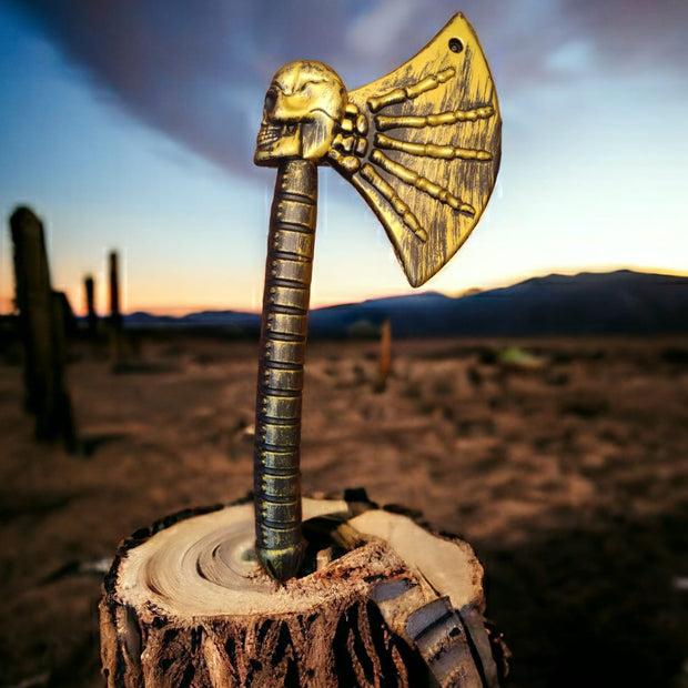 Halloween Golden Human Skull Axe - The Write Stuff
