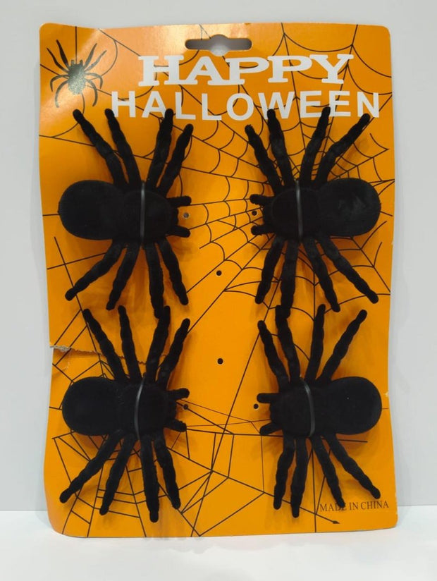 Halloween Decoration Black Spider Pack of 4 - The Write Stuff