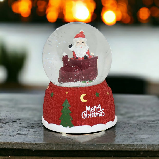 Christmas Snow Globe with Santa on Train