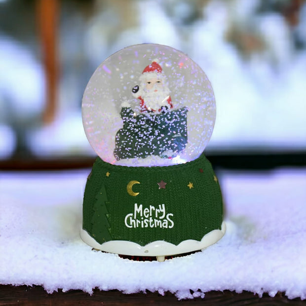 Christmas Snow Globe with Santa on Train