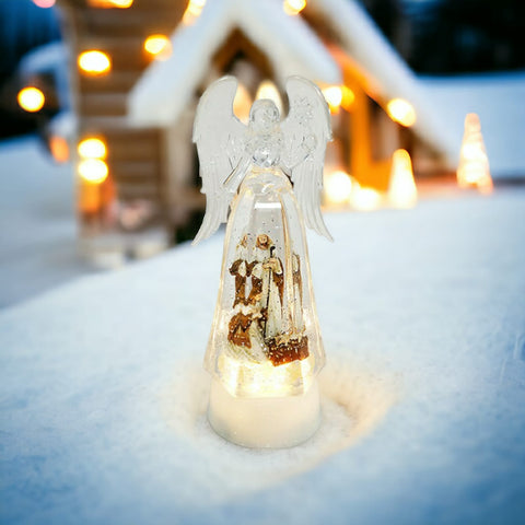 Christmas Fairy Angel Glitter Snow  Showpiece With LED Light