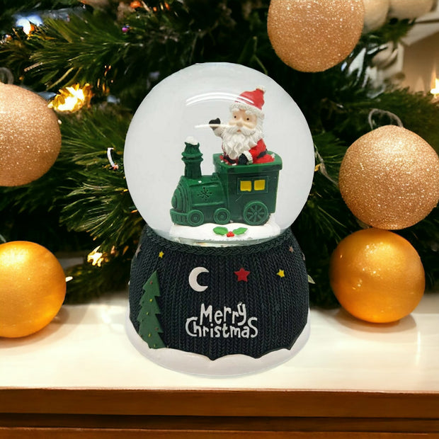 Christmas Snow Globe with Santa on Train