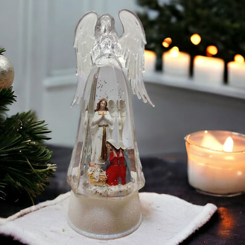 Christmas Fairy Angel Glitter Snow  Showpiece With LED Light