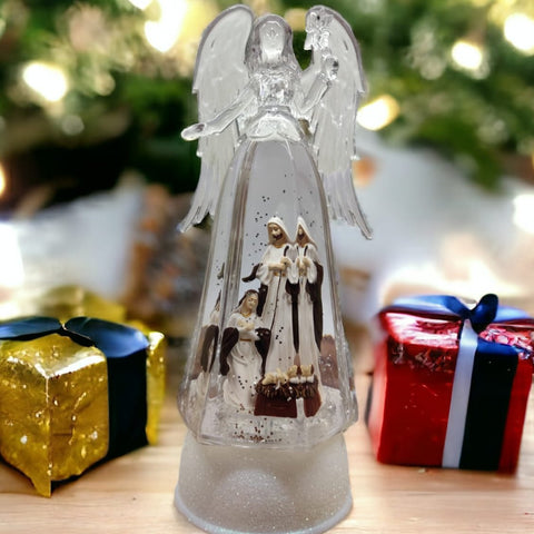 Christmas Fairy Angel Glitter Snow  Showpiece With LED Light