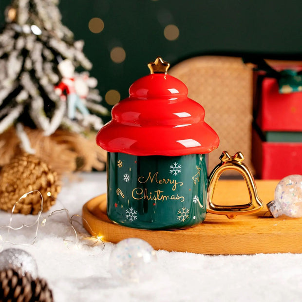 Christmas  Ceramic Mug with Bell Handle