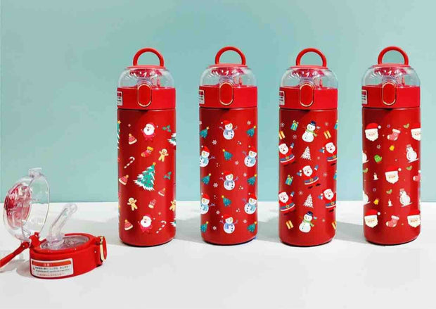 Christmas Stainless Steel Santa  Water Bottle with Sipper - The Write Stuff