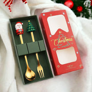 Christmas Golden Spoon & Fork - Set of 2