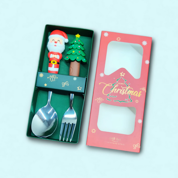 Christmas Steel 3D Spoon & Fork - Set of 2 - The Write Stuff