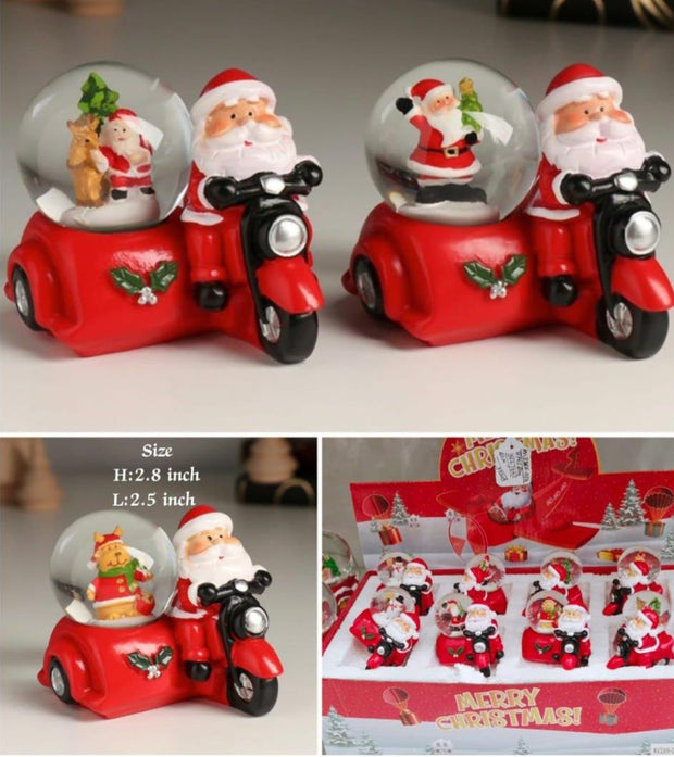 Christmas Santa on Bike Mini Snow Globe