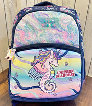 Unicorn Seahorse School Backpack- 17 Inches