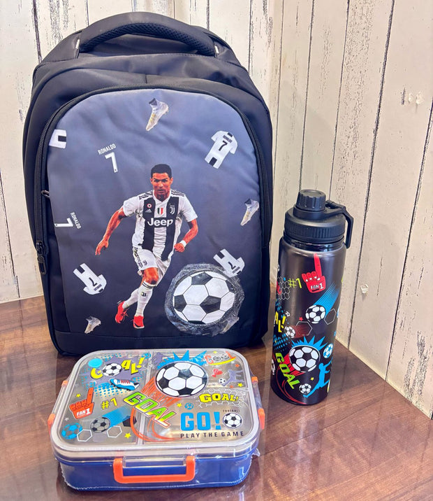 Football Bag Combo With Bottle and Lunch Box