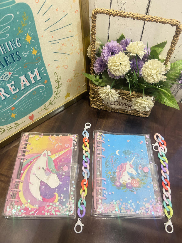 Water Diary With Chain - Unicorn