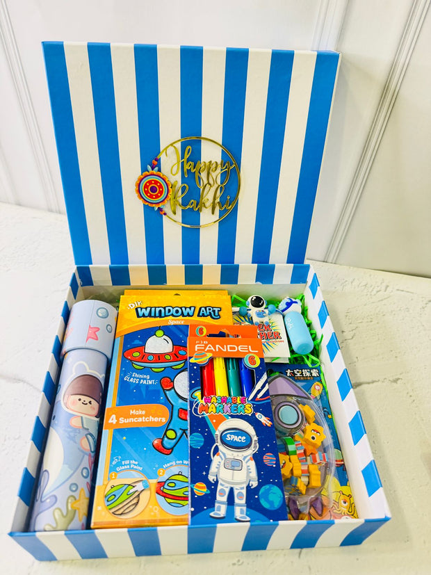 Space Theme Rakhi Gift Box for Kids – DIY Art, Toys, Stationery & Rakhi - The Write Stuff