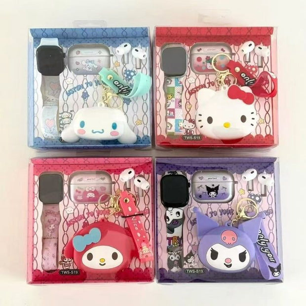 Sanrio 3-in-1 Combo Gift Set – Smart Watch Band + Wireless Earbuds + Silicone Case & Keychain - The Write Stuff